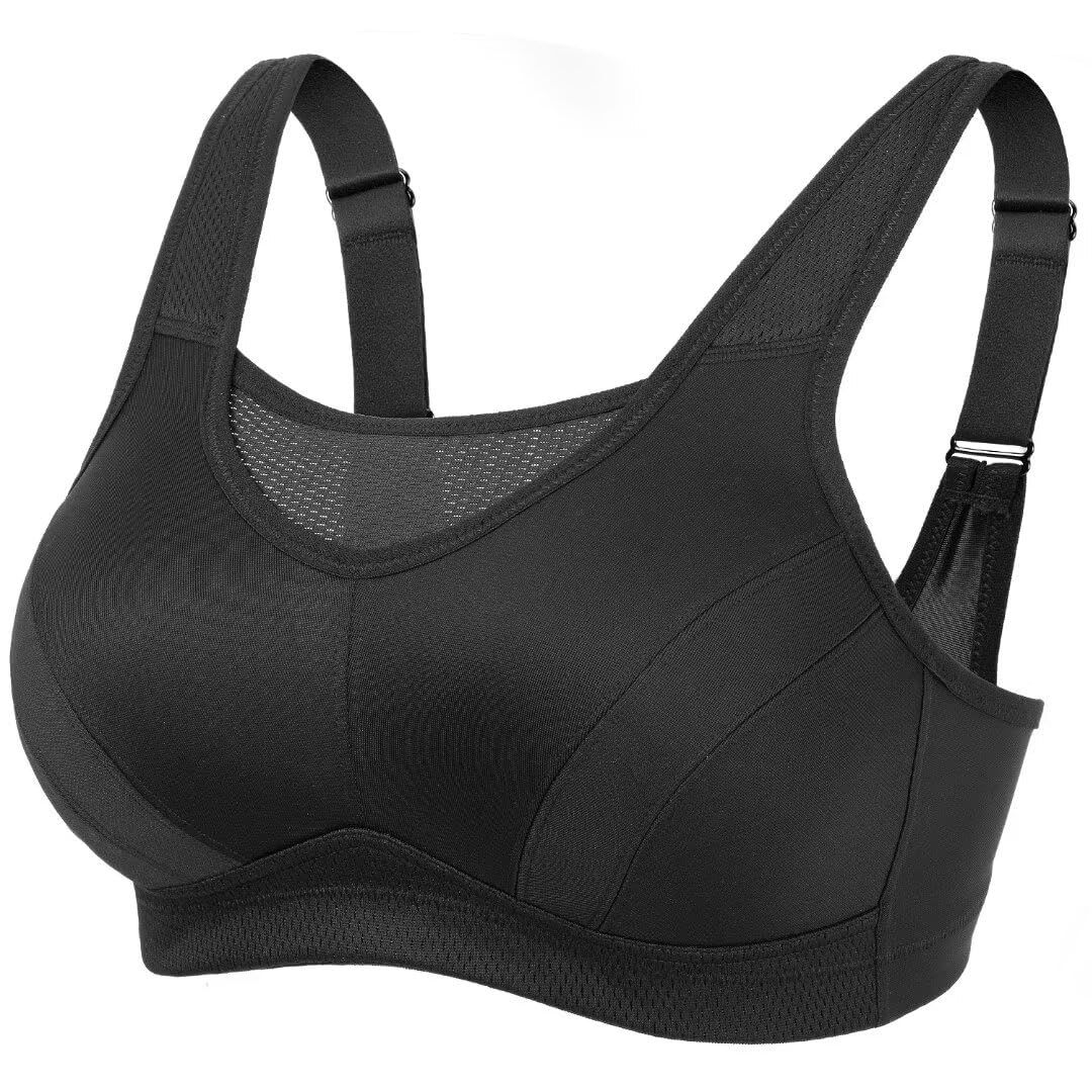 High Impact Sports Bra Wirefree Full Coverage Black