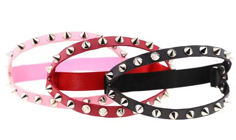 Double Leather And Spikes Garter
