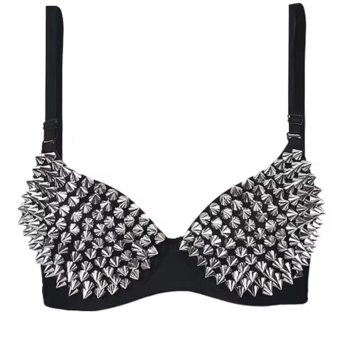Sexy Silver Spikes Bra