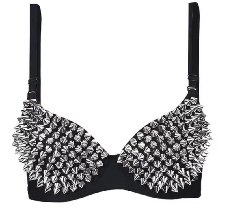 Sexy Silver Spikes Bra