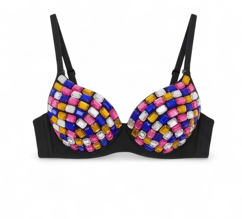 Sexy Multicolour Gems Stones Bra