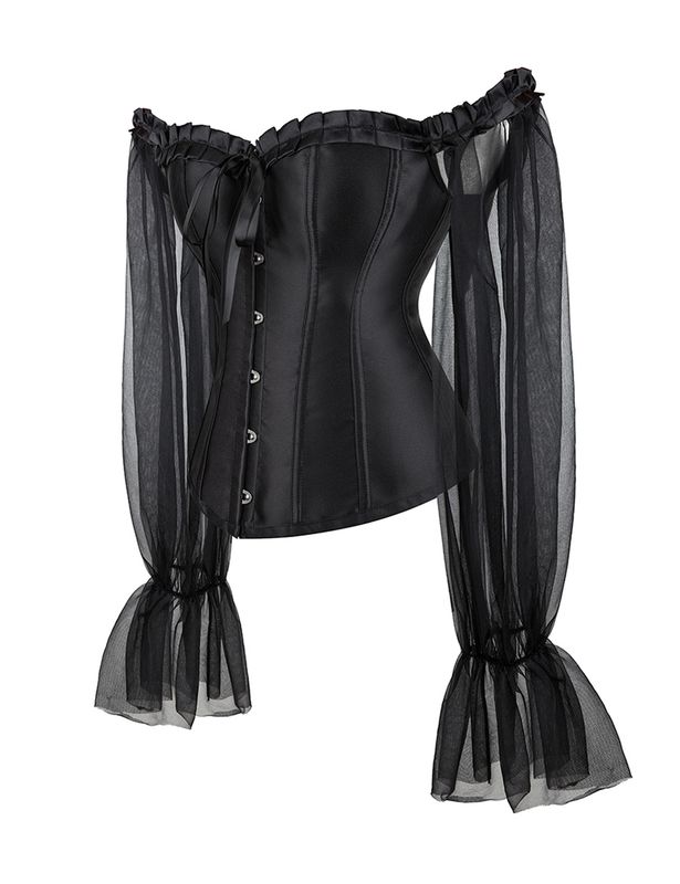 Corset With Mesh Sleeves Black