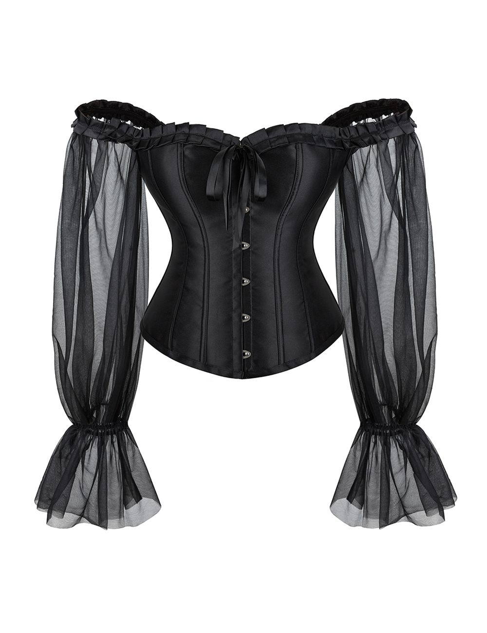 Corset With Mesh Sleeves Black