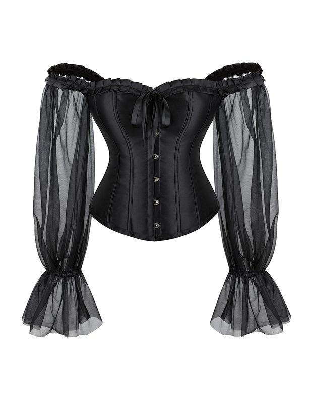 Corset With Mesh Sleeves Black