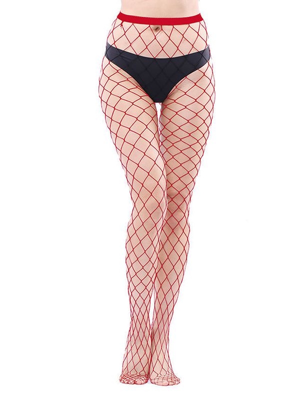 Fishnet Tights Red Large Net