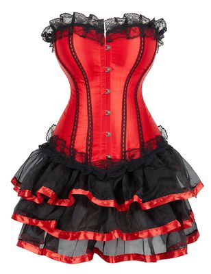 Sexy Red and Black Corset With Tutu