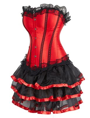 Sexy Red and Black Corset With Tutu