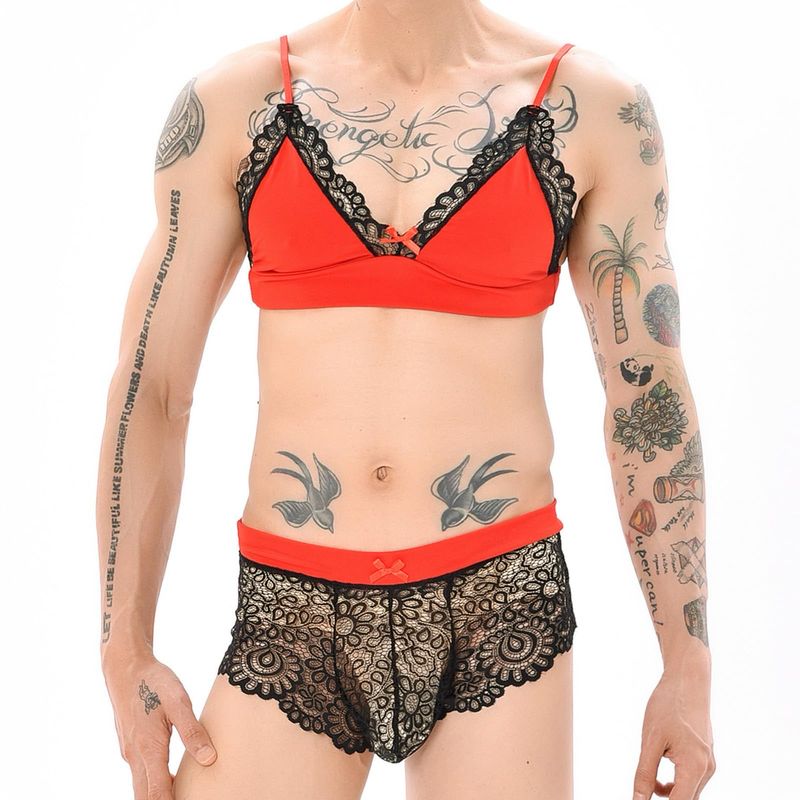 Sexy Lace Set Red And Black