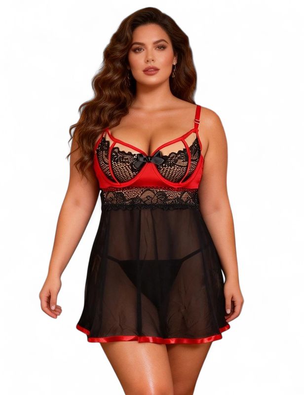 Babydoll with Underwire Red and Black