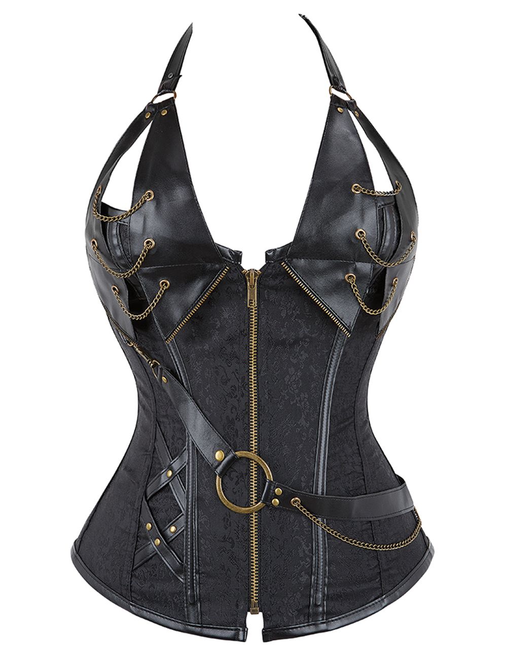 Unique Faux Leather Corset Black