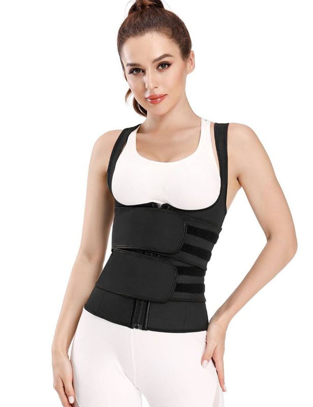 Latex Zippered Double Belt Abdomen Vest Sling Shaper