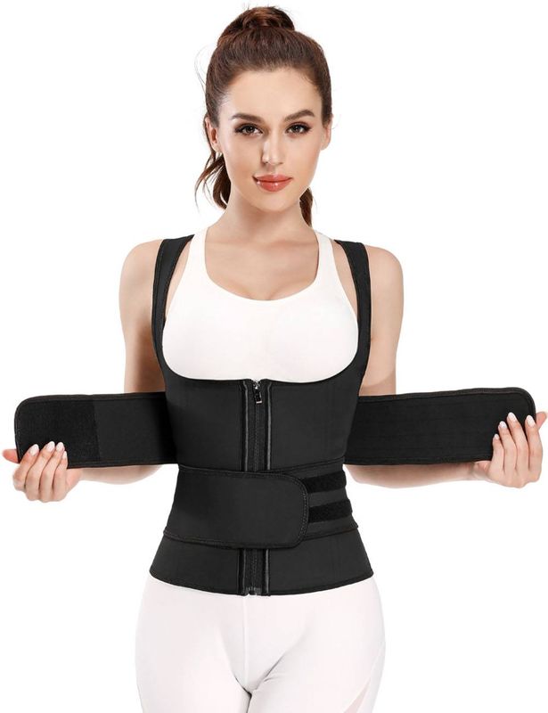 Latex Zippered Double Belt Abdomen Vest Sling Shaper