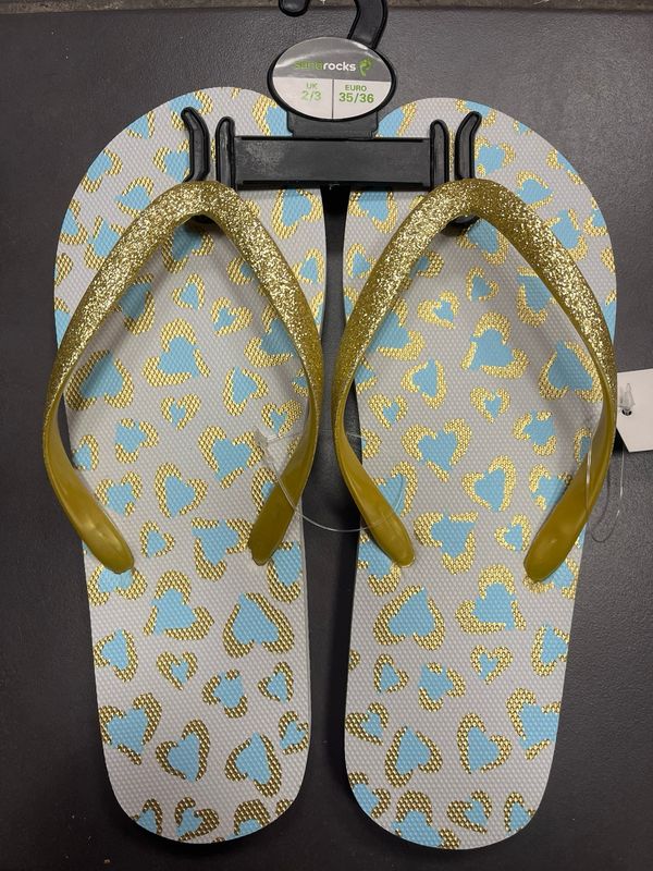 Flip flops Leopard Print Gold Glitter