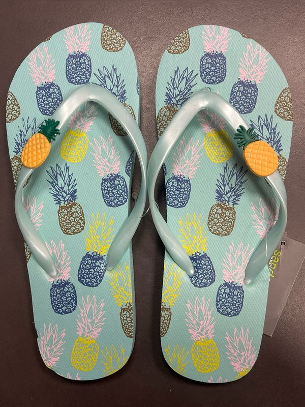 Blue Pineapple Flip Flops