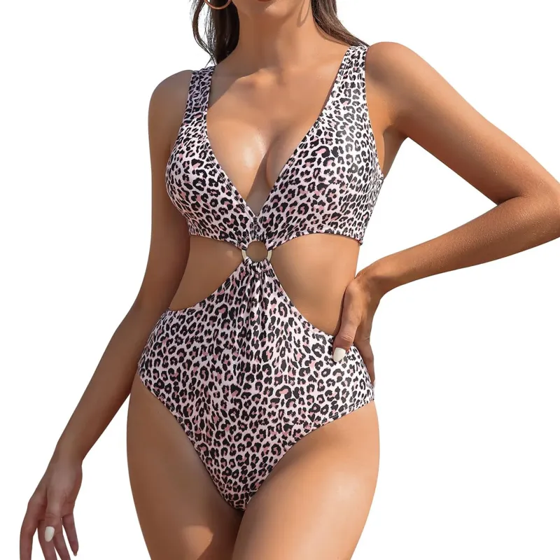 One Piece Swimsuit Plunging V-Neck Ring Detail