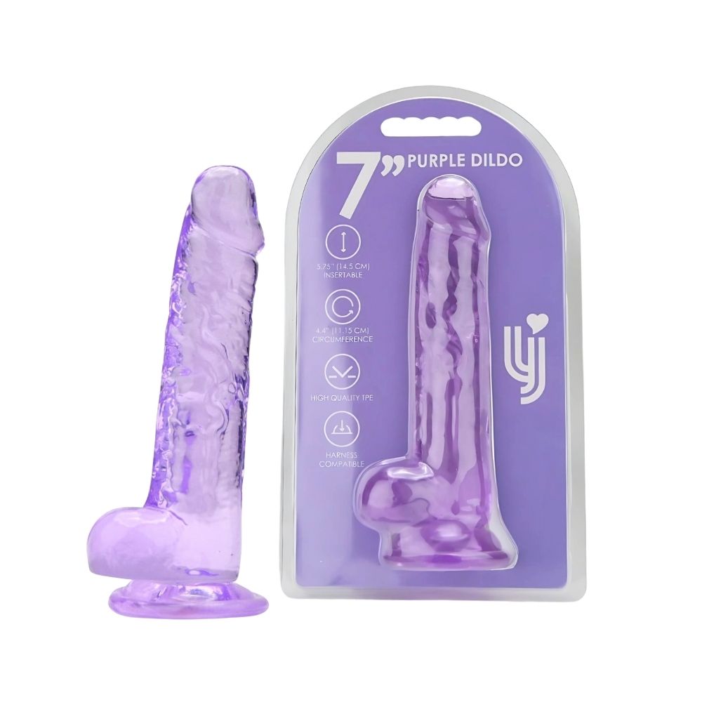 Loving Joy 7 Inch Dildo with Balls Purple