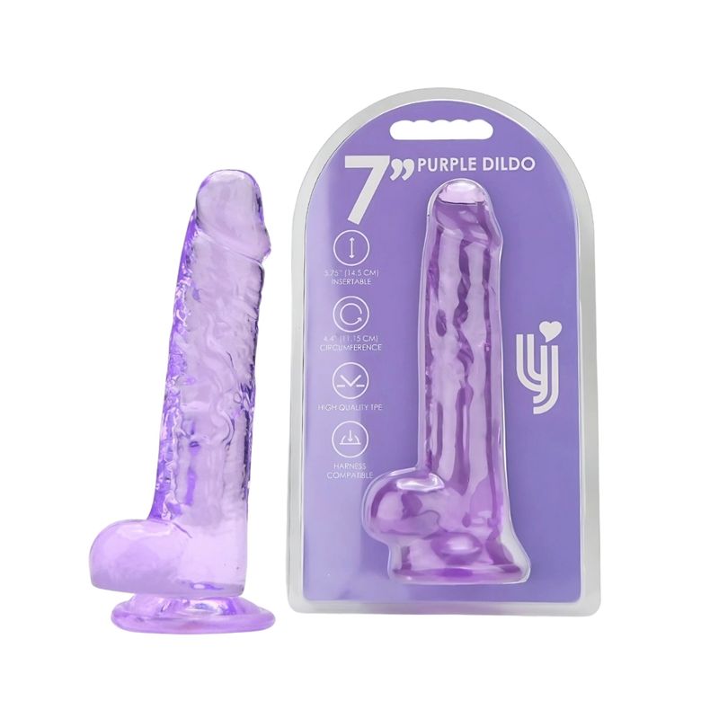 Loving Joy 7 Inch Dildo with Balls Purple