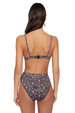 Floral Knit Bikini Set Stylish Two-Piece Swimwear with Open Back Multicolour