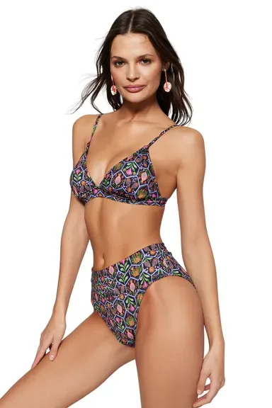 Floral Knit Bikini Set Stylish Two-Piece Swimwear with Open Back Multicolour