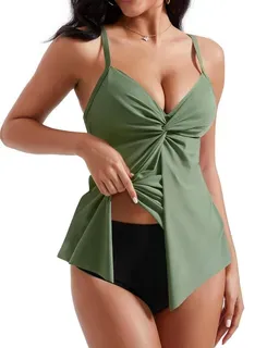 Tummy Control Tankini Set Two Piece Green