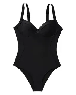 One Piece Swimsuit Push Up Tummy Control V Neck Crisscross Back Black