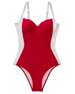 One Piece Swimsuit Push Up Tummy Control V Neck Crisscross Back Red