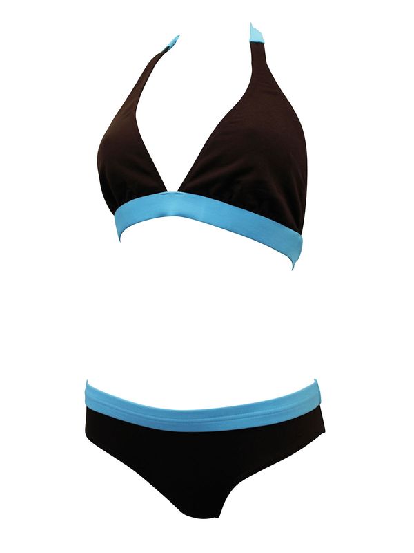 Colour Block Triangle Bikini Set Brown