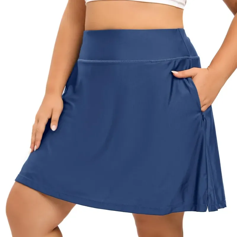 Swim Skirt UV Protection &amp; Zipper Pockets Blue