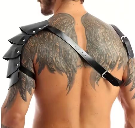 Faux Leather Chest Harness with Shoulder Armour