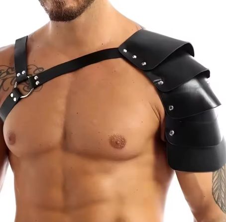 Faux Leather Chest Harness with Shoulder Armour