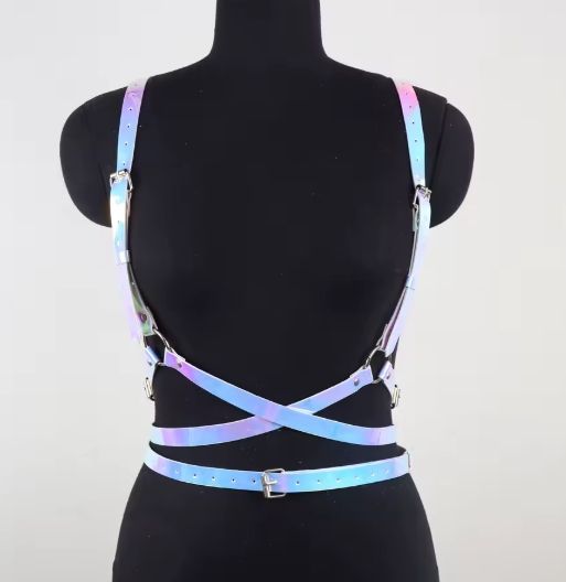 Leather Harness With Wings Holographic