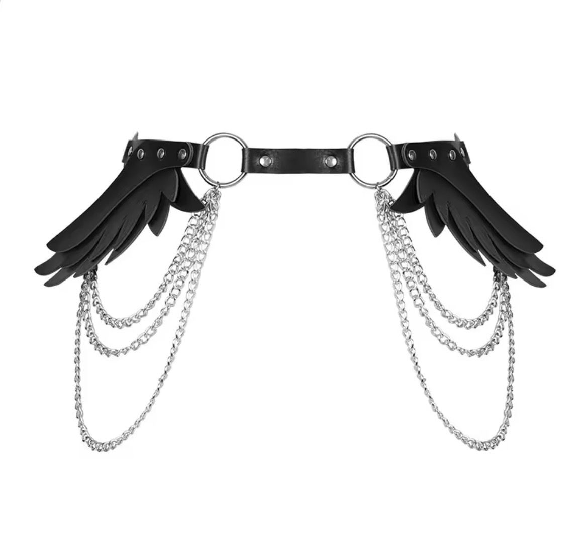 Wings Belt With Chains Black