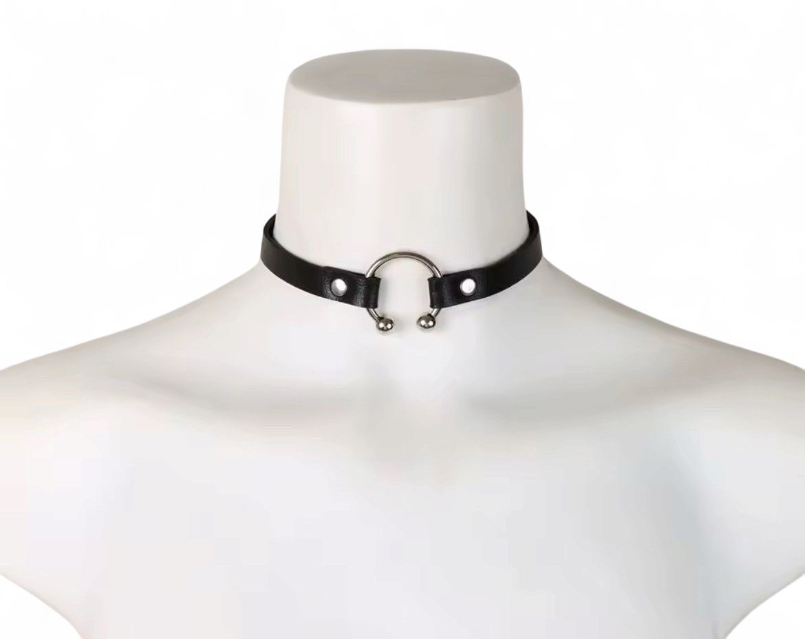 Leather Choker Open Circle