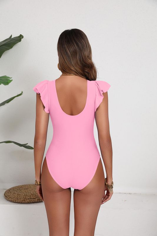 One Piece Swimsuit Tummy Control Comfortable Fit Light Pink