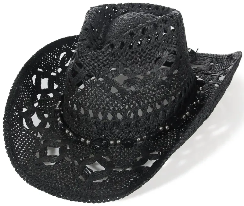 Men &amp; Women's Straw Cowboy Hat Summer Sun Protection Roll-Up Brim Beach &amp; Festival Style