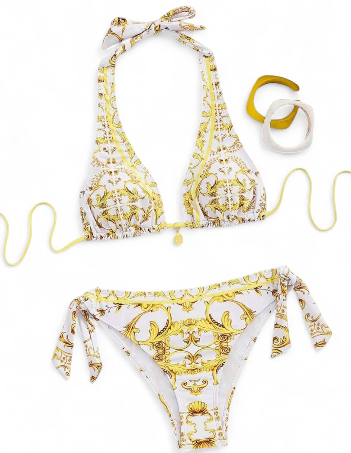 Elegant Bikini Set White and Gold