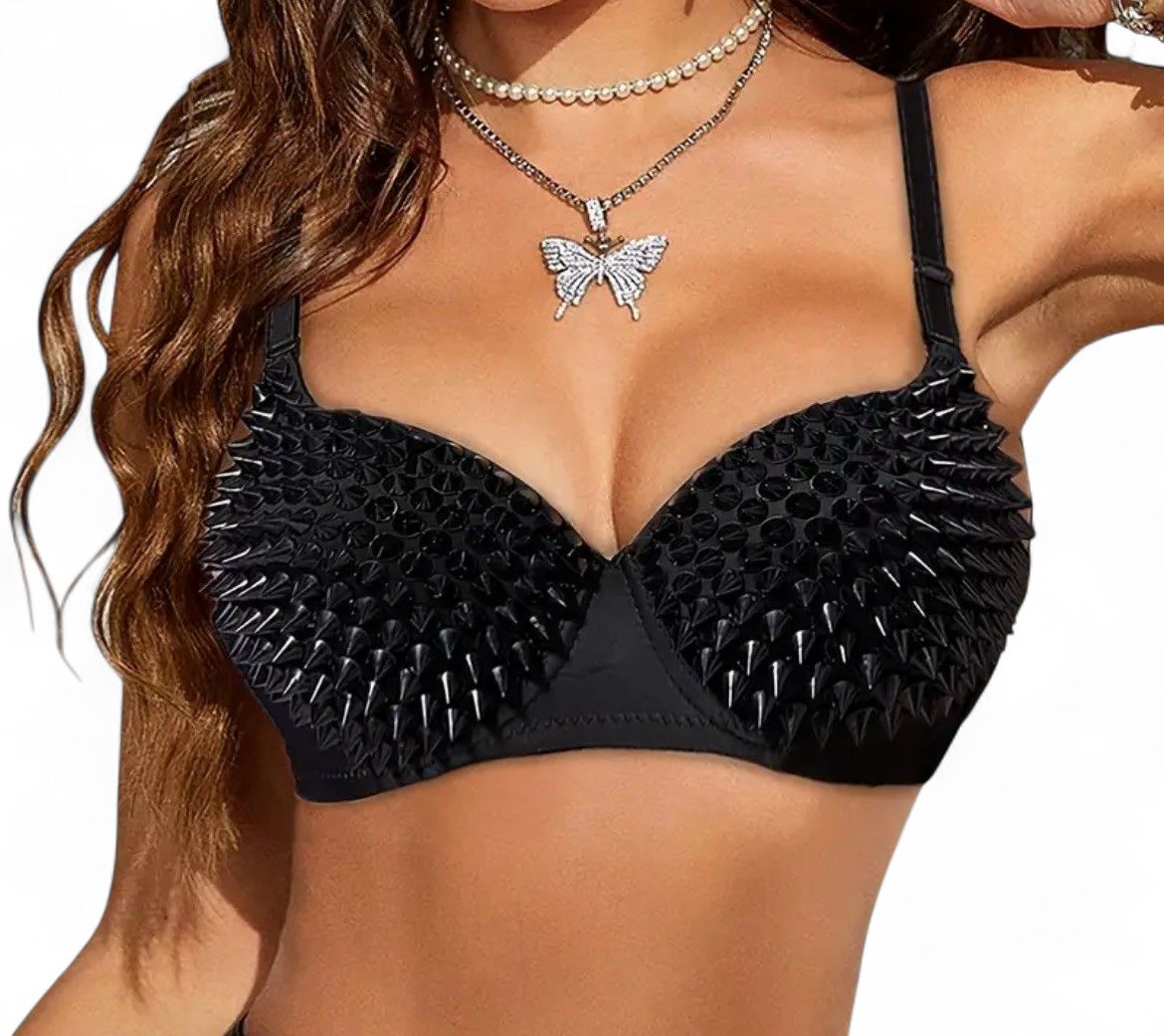 Sexy Spikes Bra Black