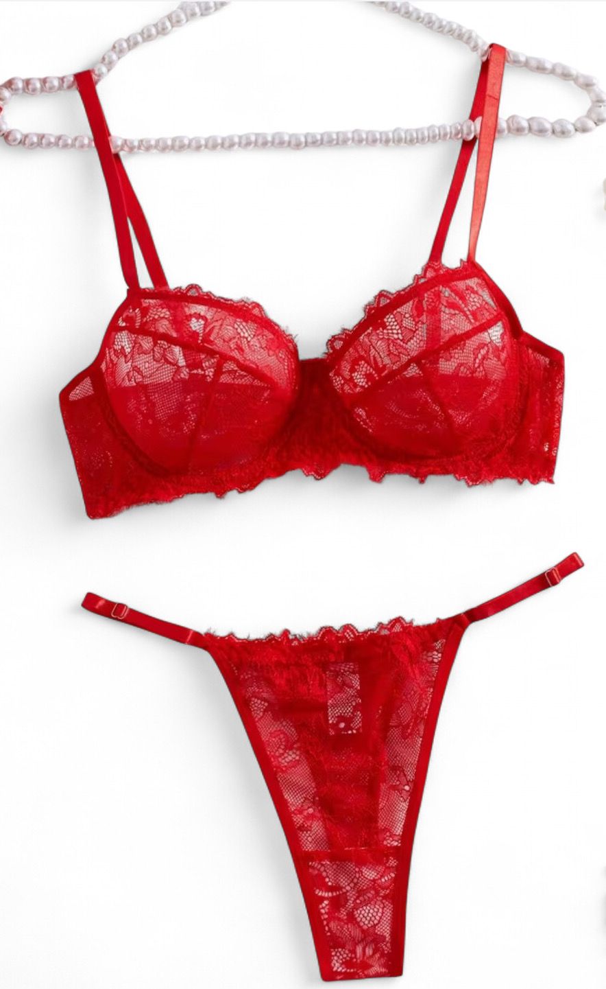 Sexy Red Lace Bra Set