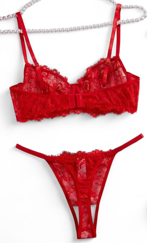 Sexy Red Lace Bra Set