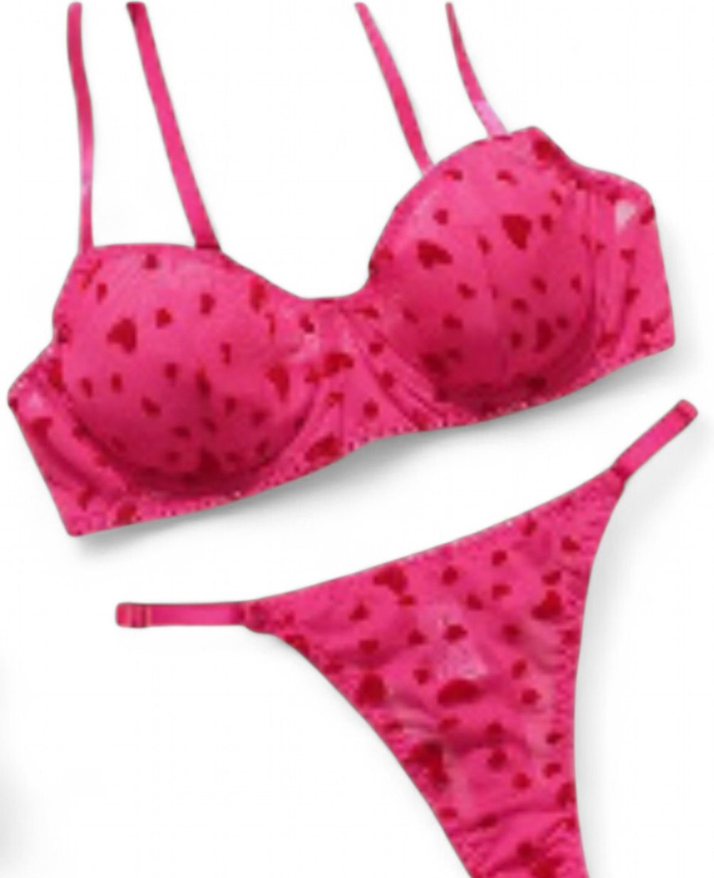 Sweet Bra Set Pink with Hearts