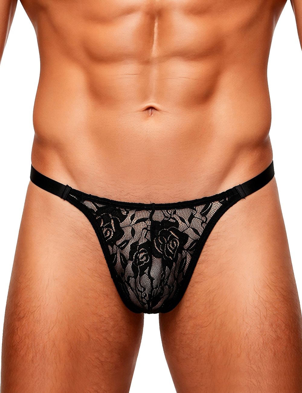 Black Lace See Through Sexy Men Thong