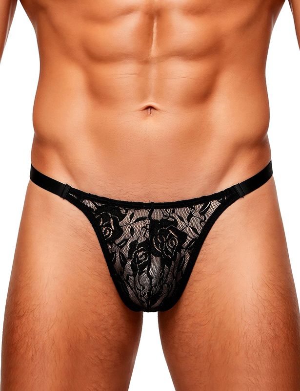 Black Lace See Through Sexy Men Thong