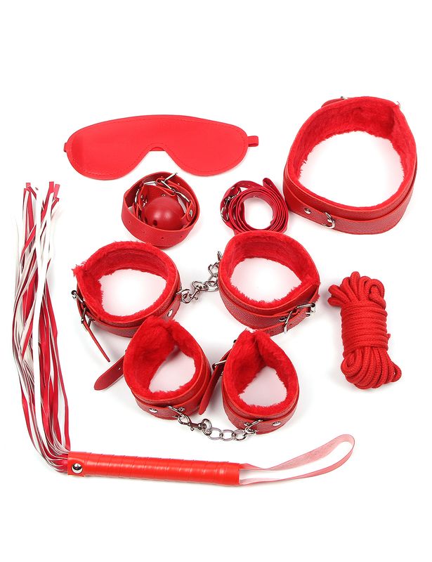 Red Leather Bondage Set