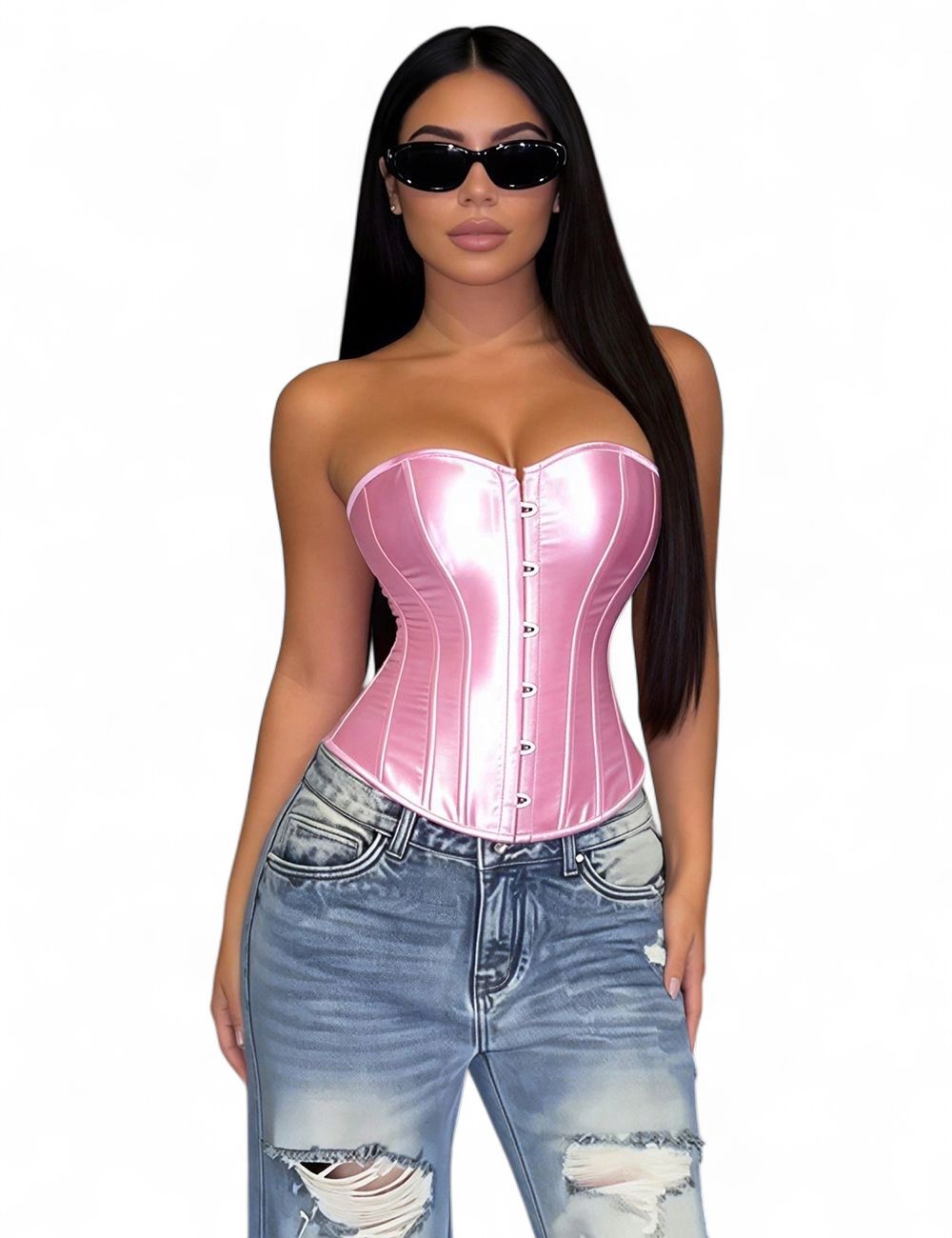 Pink Sexy Satin Tube Top Palace Style Corset
