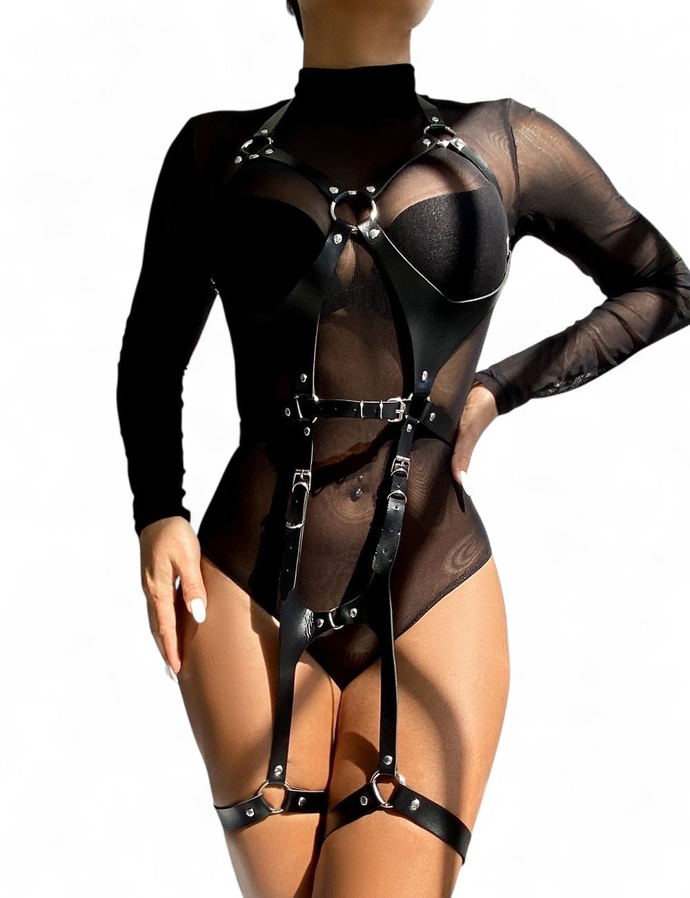 Leather Chest Harness Straps Waist Adjustable Gothic Straps Cage Bras Body Chain
