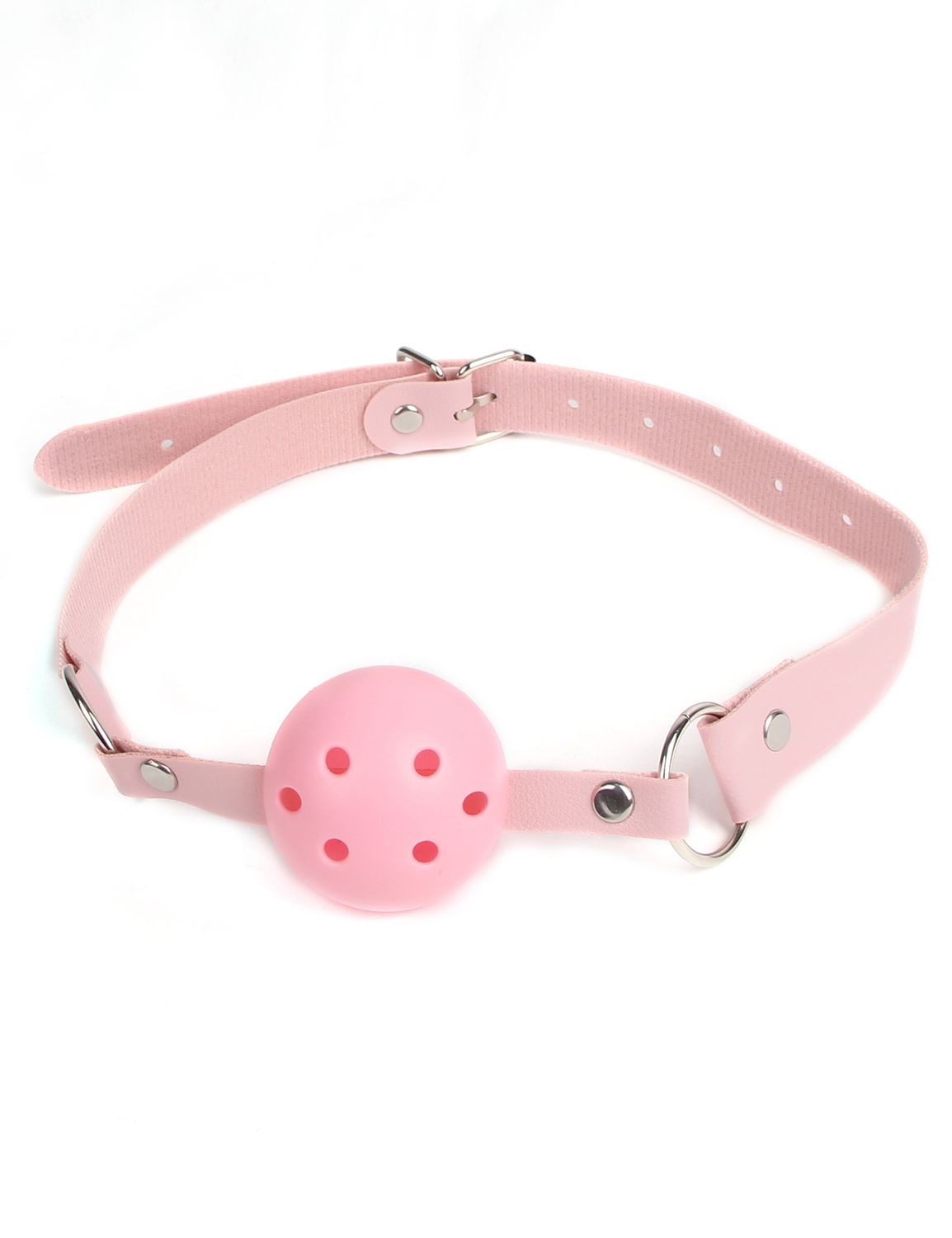 Pink Leather Breathable Mouth Gag