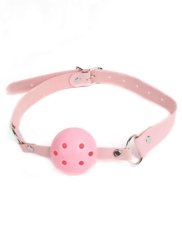 Pink Leather Breathable Mouth Gag