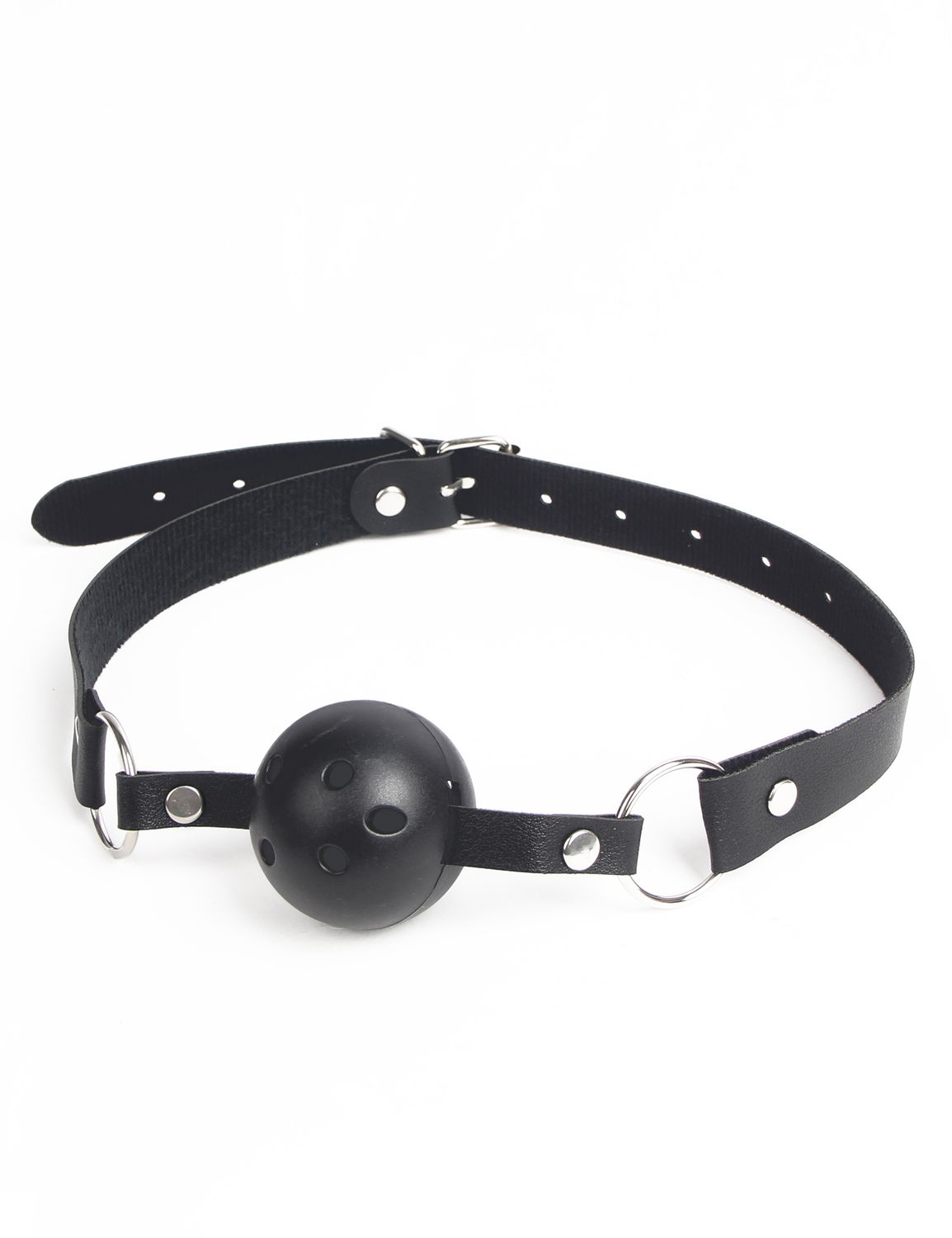 Black Leather Breathable Mouth Gag
