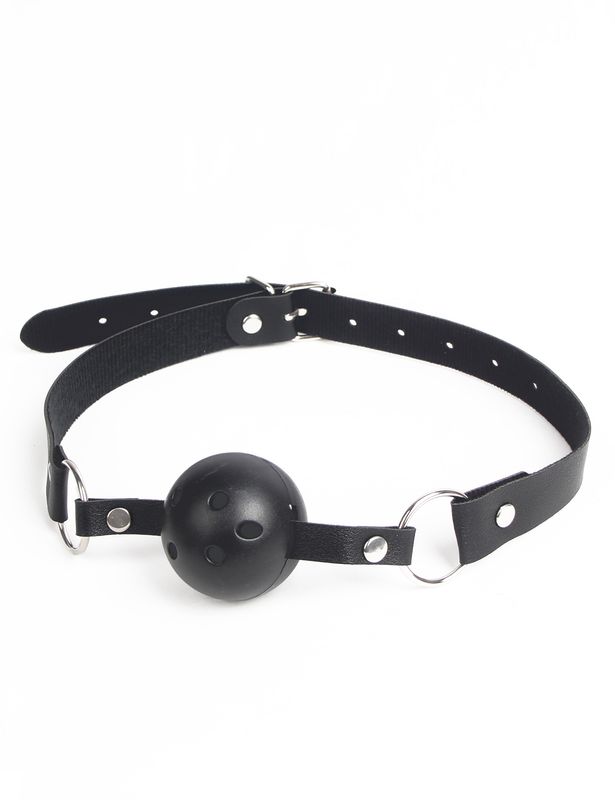 Black Leather Breathable Mouth Gag
