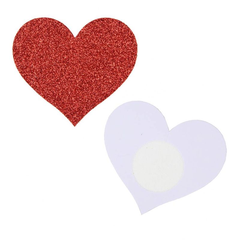 Red Glitter Heart-shaped Nipple Cover